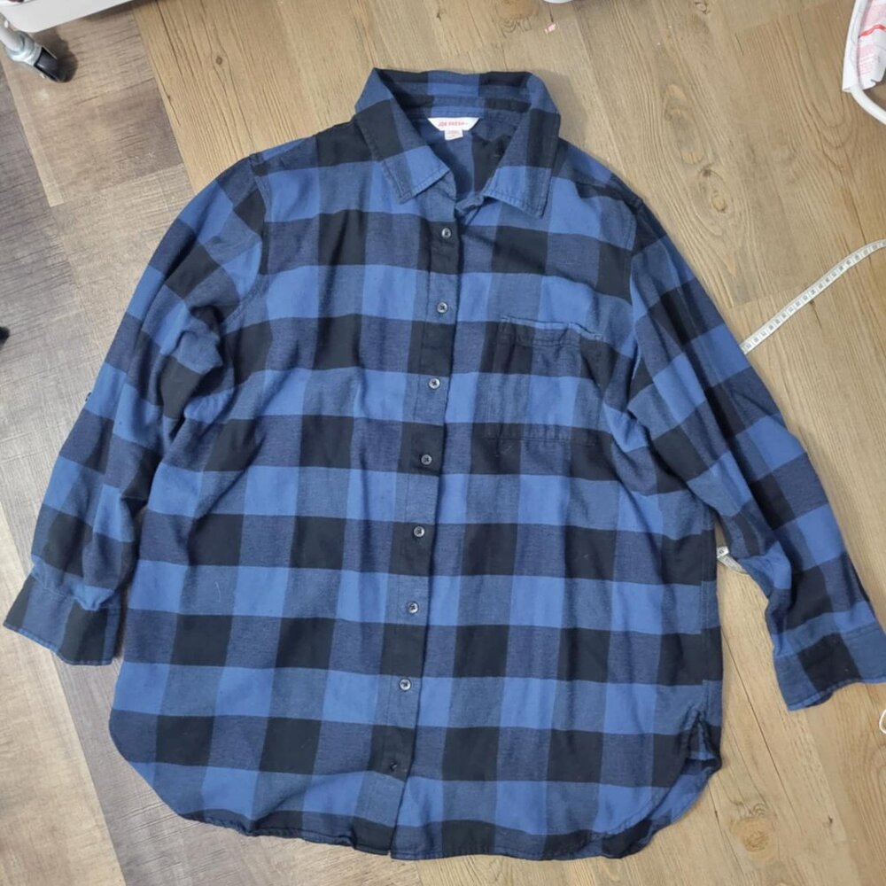 Blue plaid 1x dress-style flannel tunic - by joe fresh